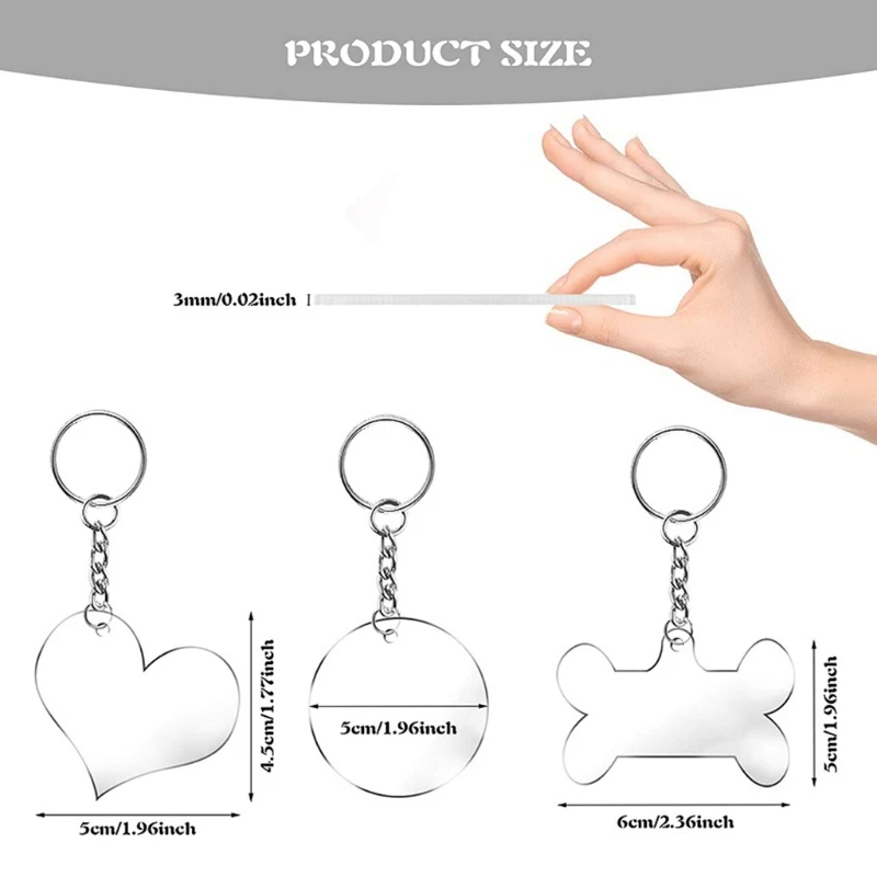 

1 Set Acrylic Transparent Blanks Key Chains Clear Keyring Pendant for DIY Projects Crafts Ornament