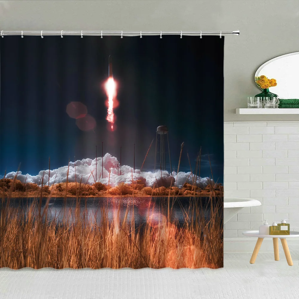 

Scenic Shower Curtain Set Living Room Mountain Curtains Fabric Curtains Waterproof Polyester Fabric Bathroom Household Items