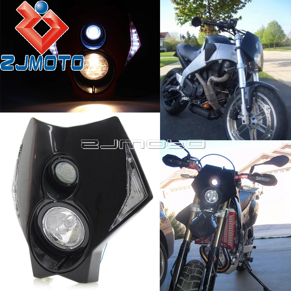 Универсальная черная маска для передних фар Supermoto Honda Yamaha Suzuki CR TC TE WR TW TTR 125 250 310 450