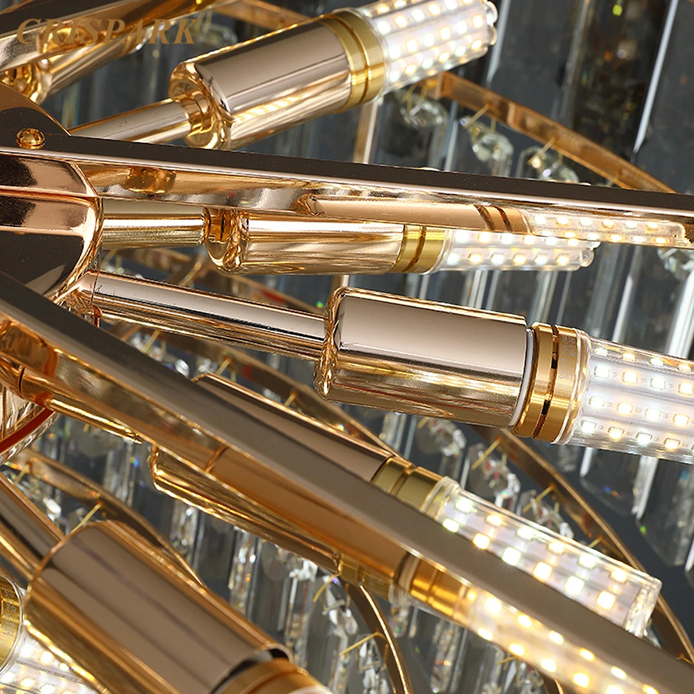 

New Design Clear Crystal Modern Chandelier Lighting LED Round Indoor Light Fixture Art Deco Living Room Dining Table Hotel Home