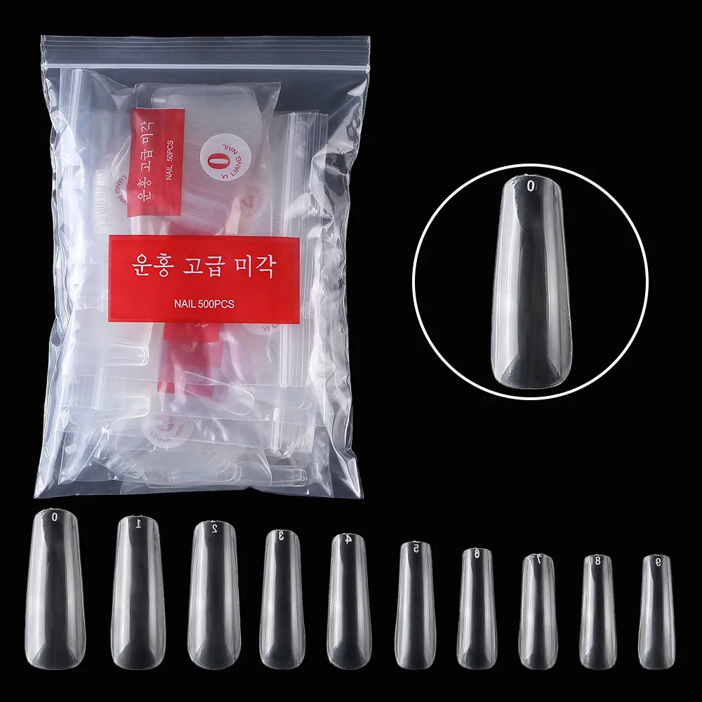 

Wholesale Long Ballerina Nail Tips 10 Packs x 500pcs/pack Transparent Natural False Nails Fit For Salon Nail Art Artificial Nail