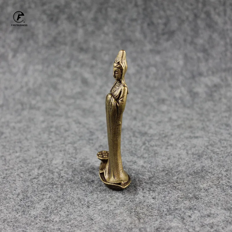 Античная Медь Статуя Гуаньинь Будды сандаловое дерево держатель для благовоний