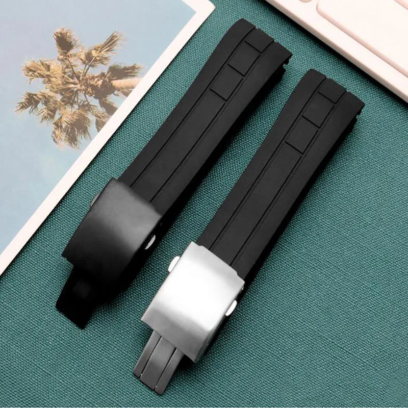 Ремешок силиконовый для часов Mido Series M005614 M005430 M005930 резиновый сменный складной
