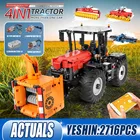 Моторизованный тратор Mold King 17020 APP RC с роликовым упаковщиком, борона, сельскохозяйственные строительные блоки, детские подарки, игрушки