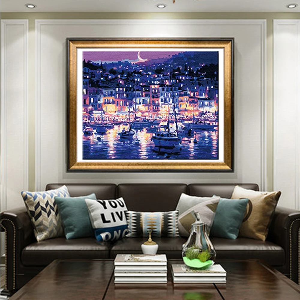 Картина сделай сам по номерам лунный свет картина для дома гостиной Настенный
