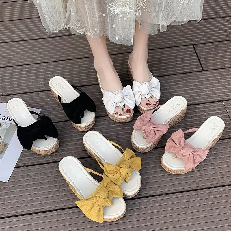 HEVXM 7 5 см летние женские шлепанцы на танкетке пляжные Нескользящие сандалии