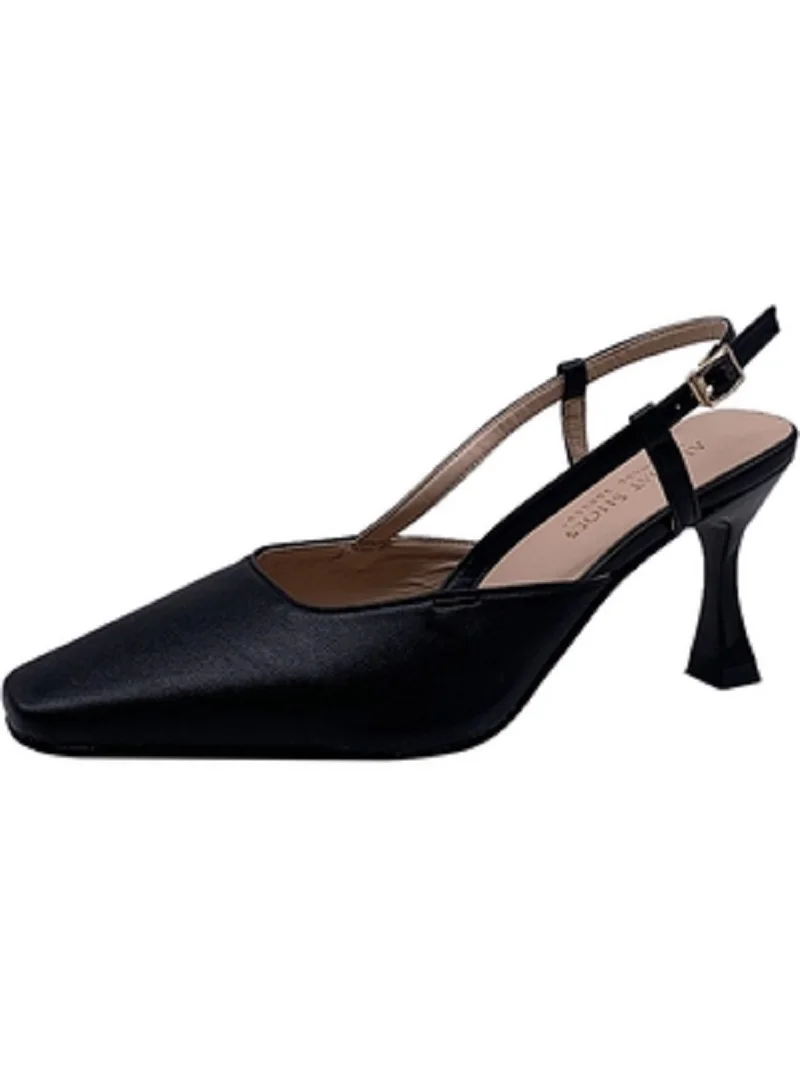 

2021 summer new square toe high heels stiletto buckle French girl single shoe sandals
