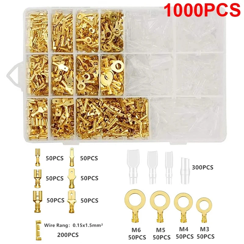 

Box Insulated Male Female Wire Connector 2.8/4.8/6.3mm Electrical Crimp Terminals Spade Connectors Assorted Kit