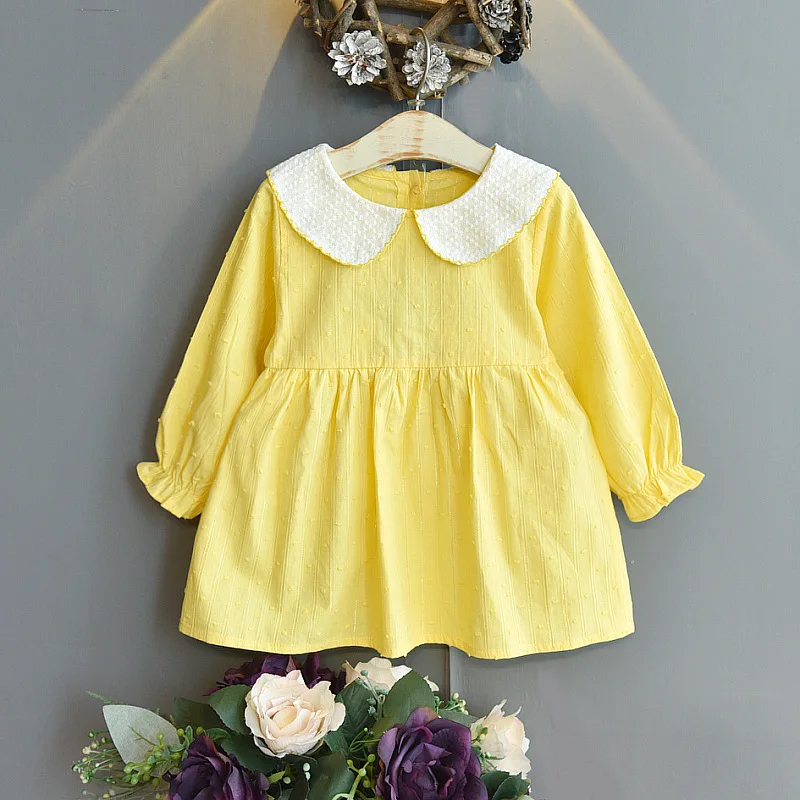 

Girls' Contrast Collar Autumn Long-sleeved Princess Dress Flower Girl Dresses Kids Dresses for Girls Toddler Fall Clothes 2022