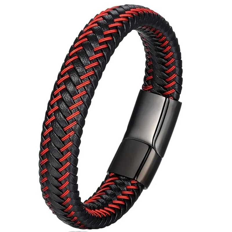 

Trend Braided Leather Bracelet Metal Magnetic Clasp Bracelet for Men Casual Jewelry Free Shipping