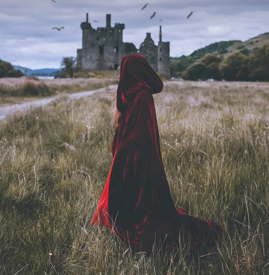 Красная Свадебная накидка на капюшон для верховой езды эластичная бархатная