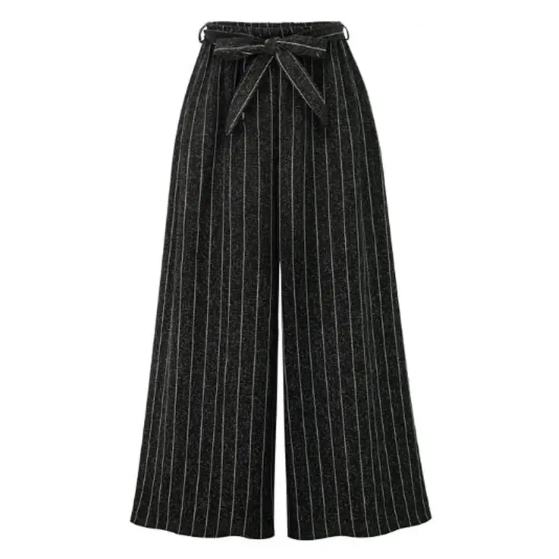 Осень 2019 европейский стиль штаны в Вертикальную Полоску повседневные с поясом и