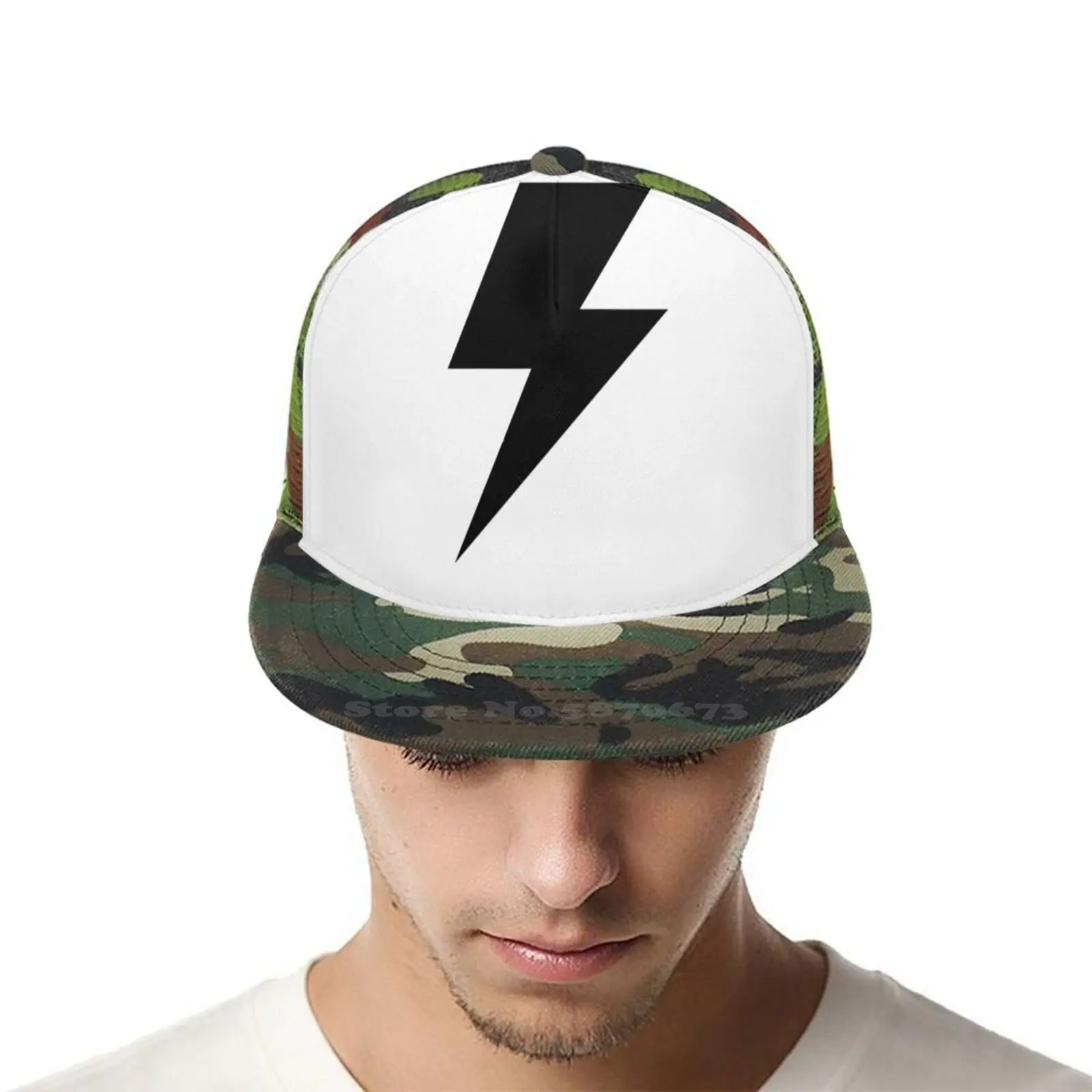 Молния болт (черный) рыболовный тракер Спортивная изогнутая сетчатая шляпа