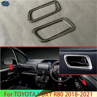 For TOYOTA VOXY R80 2018-2021 ABS Chrome Front Gate Inner Piano Black Door Handle Cover Catch Bowl Trim Insert Bezel Frame 2019
