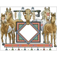 painted horses patterns counted cross stitch 11ct 14ct 18ct diy cross stitch kits embroidery needlework sets home decor