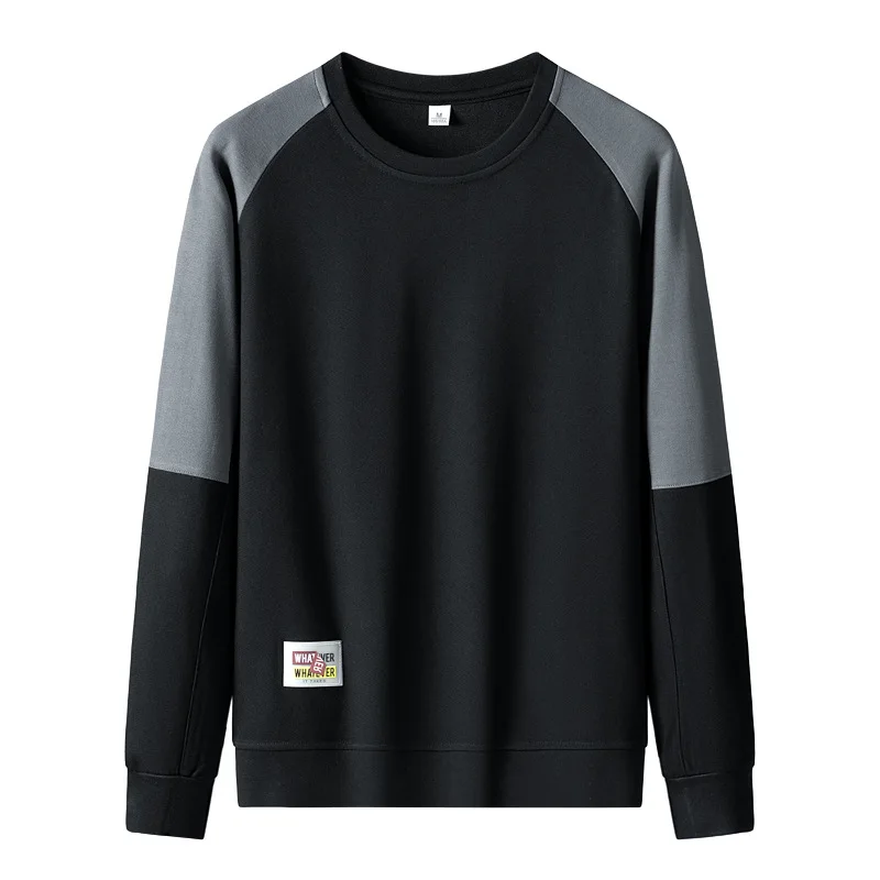 

New Men's Patchwork Pollovers Spring Autumn Solid Color Long Sleeves O-neck Hoodie Male Casual Soft Comfortable Loose Sweatshirt