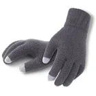 Зимние вязаные перчатки, тонкие бархатные теплые варежки для сенсорного экрана, плотные перчатки, шерстяные кашемировые однотонные мужские и женские перчатки