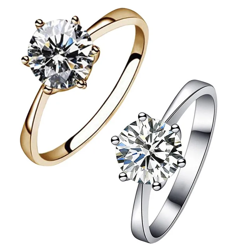 

FDLK 1PC Silver Colour Zircon Crystal Ring Womens Wedding Engagement Ring Anniversary Gift