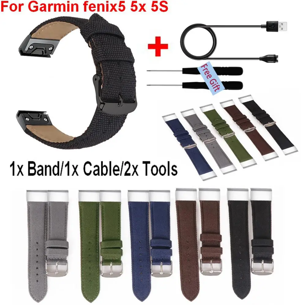 3 In1 нейлон смарт-браслет на запястье для Garmin Fenix 5X 5 5S ремень Quick Release браслет + USB