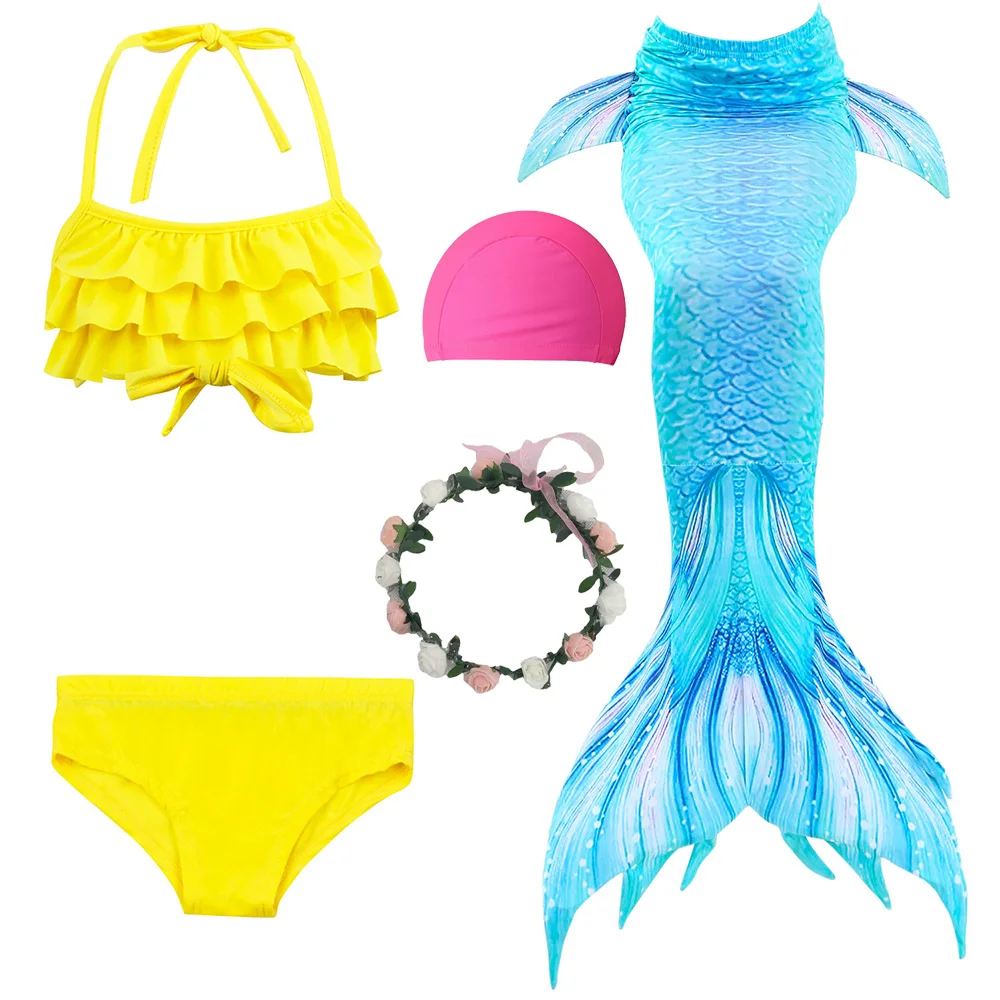 Детский пляжный костюм Русалочки купальный с моноластами для девочек бикини
