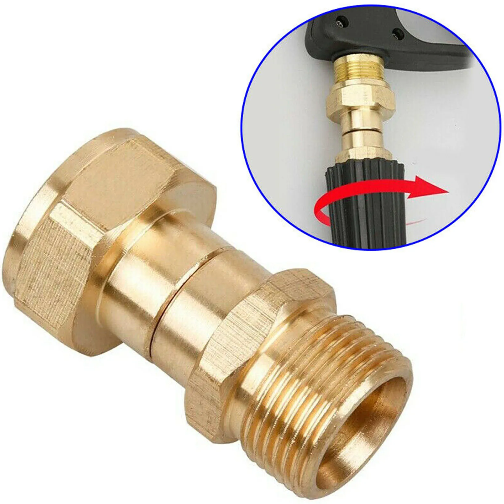 

Pressure Washer Swivel Joint M22 15mm Thread Fitting 360 Degree Rotation Hose Sprayer Connector Watering Garden Accessories