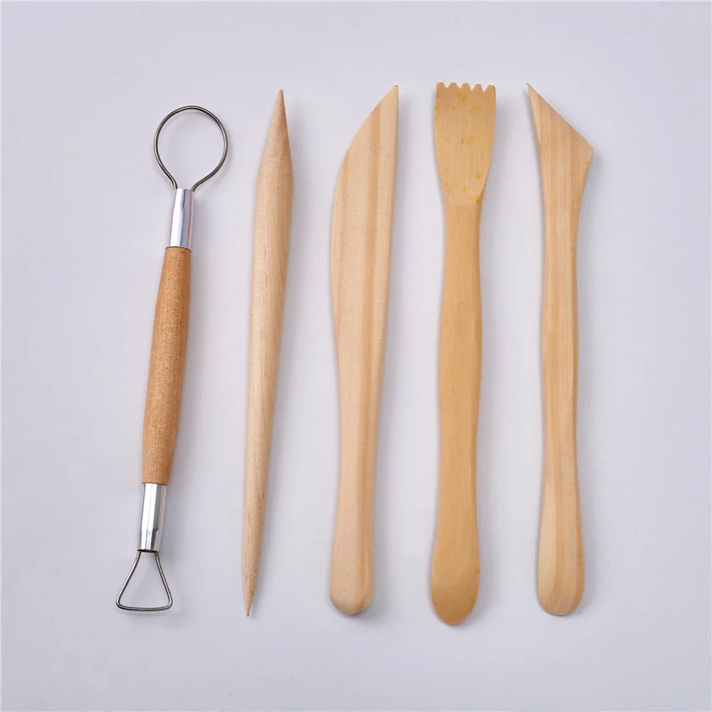 

5pcs 6inch Pottery & Ceramic Sculpting Clay Tools Set Wax Carving Shapers Supplies DIY Handcraft Polymer Clay Tool Kit