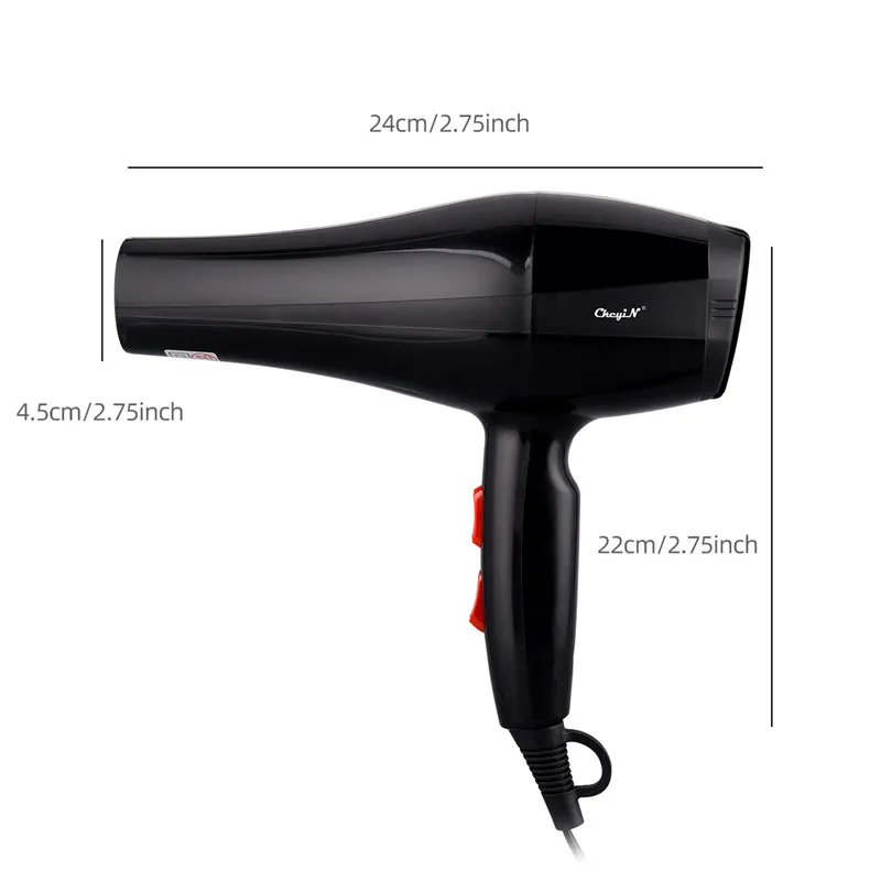 

220V Professional Hair Dryer Negative Ion Hot Cold Wind Blow Dryer Powerful Blower Electric Hairdryer 2 Speed with Nozzle Salon