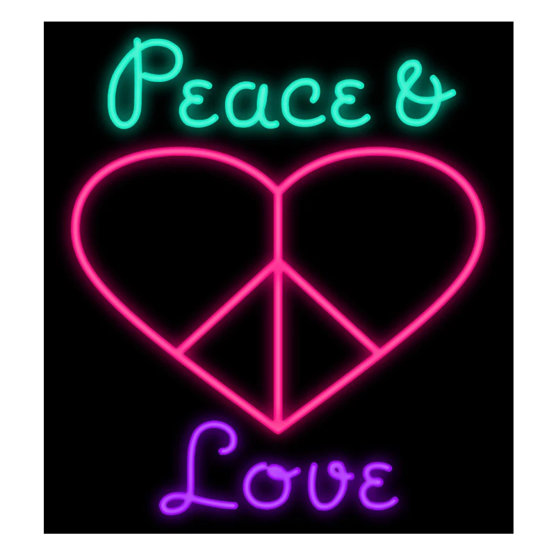Стеклянная трубка с надписью PEACE And Love Heart 14 х17 дюймов | Лампы и освещение