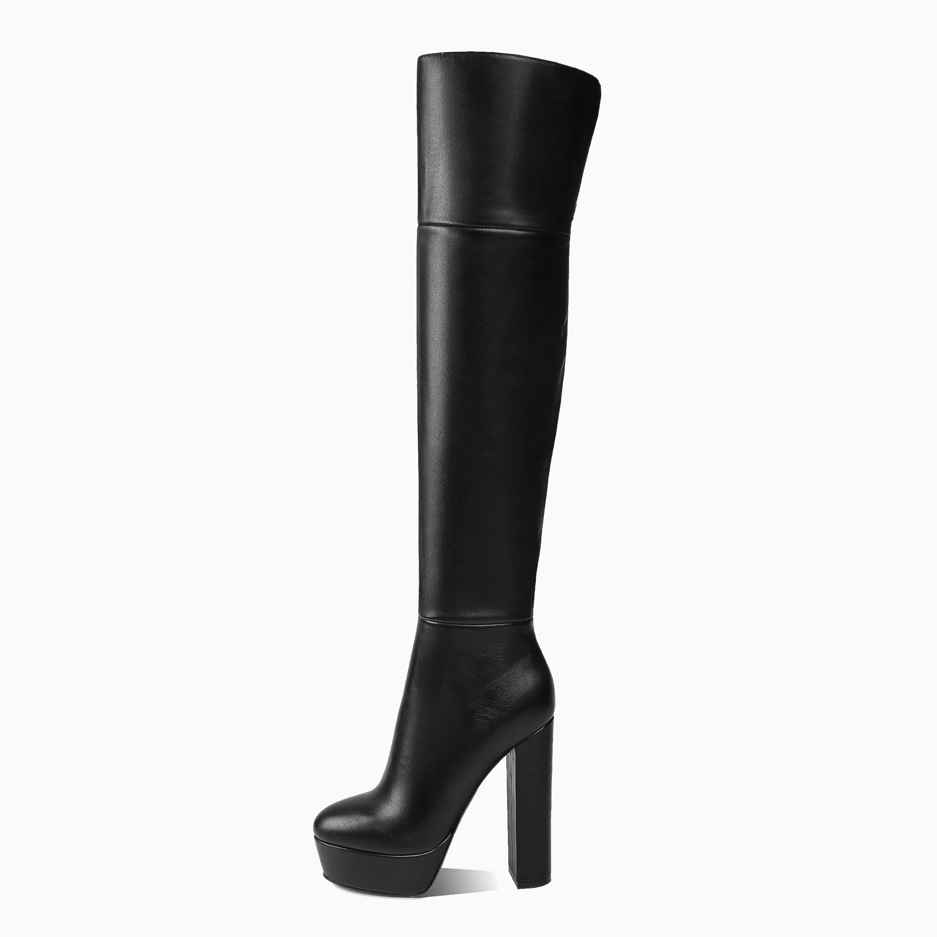 

Black boots women's shoes thick heel high heels new round head waterproof platform boots in autumn and winter