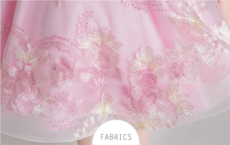 Flower Embroidered Long Sleeve Autumn Winter Bow Lace Tutu Girl Princess Dress Costumes Clothes Show Evening Party Dress WG-1210