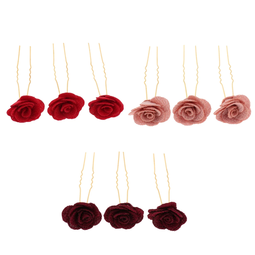 Заколки для волос с цветком розы 3 шт. |