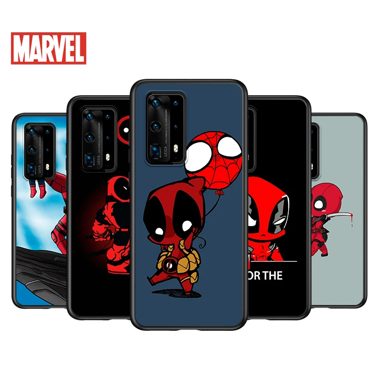 

Soft TPU Cover Cute Cartoon Deadpool For Huawei P40 P30 P20 Pro P10 P9 P8 Lite RU E Mini Plus 2019 2017 Black Phone Case