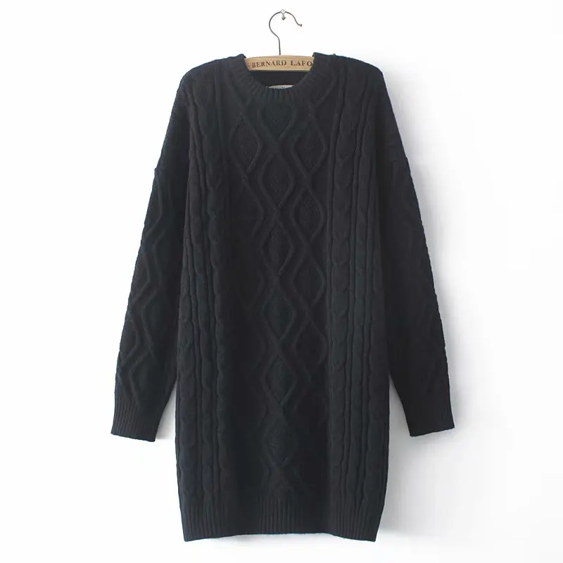 

Women's oversize sweater winter 2021 plus size women clothing O-Neck criss-cross loose long Top female solid color Women jumper