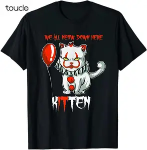 Image for Scary Creepy We All MEOW Down Here Clown Cat Kitte 