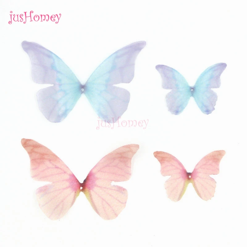 Бабочки из органзы с отверстием розовые синие шифоновые бабочки для сережек