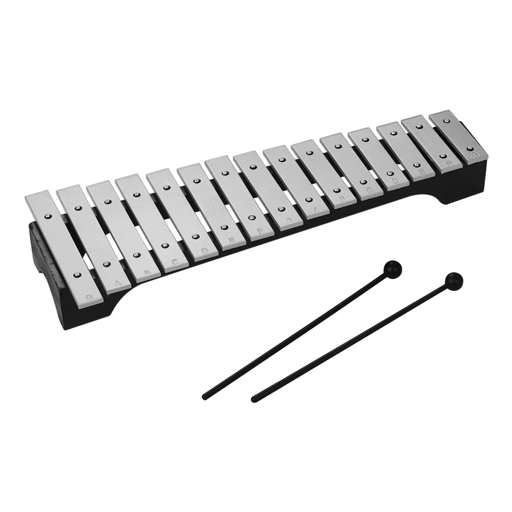 

Beginner 15-Note Xylophone Glockenspiel Wooden Base Aluminum Bars with Mallets Musical Instrument Gift with Carrying Bag