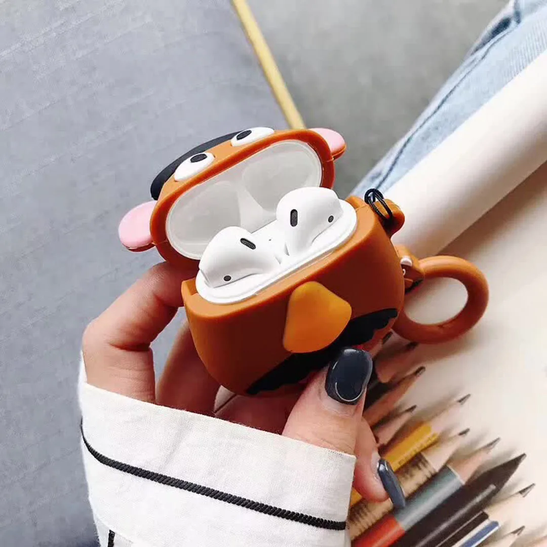 LOVERONY Cute Cartoon Bluetooth Earphone 3D Silicone Case For AirPods 2 1 Headset Protective Cover Apple Air pods Charging Box