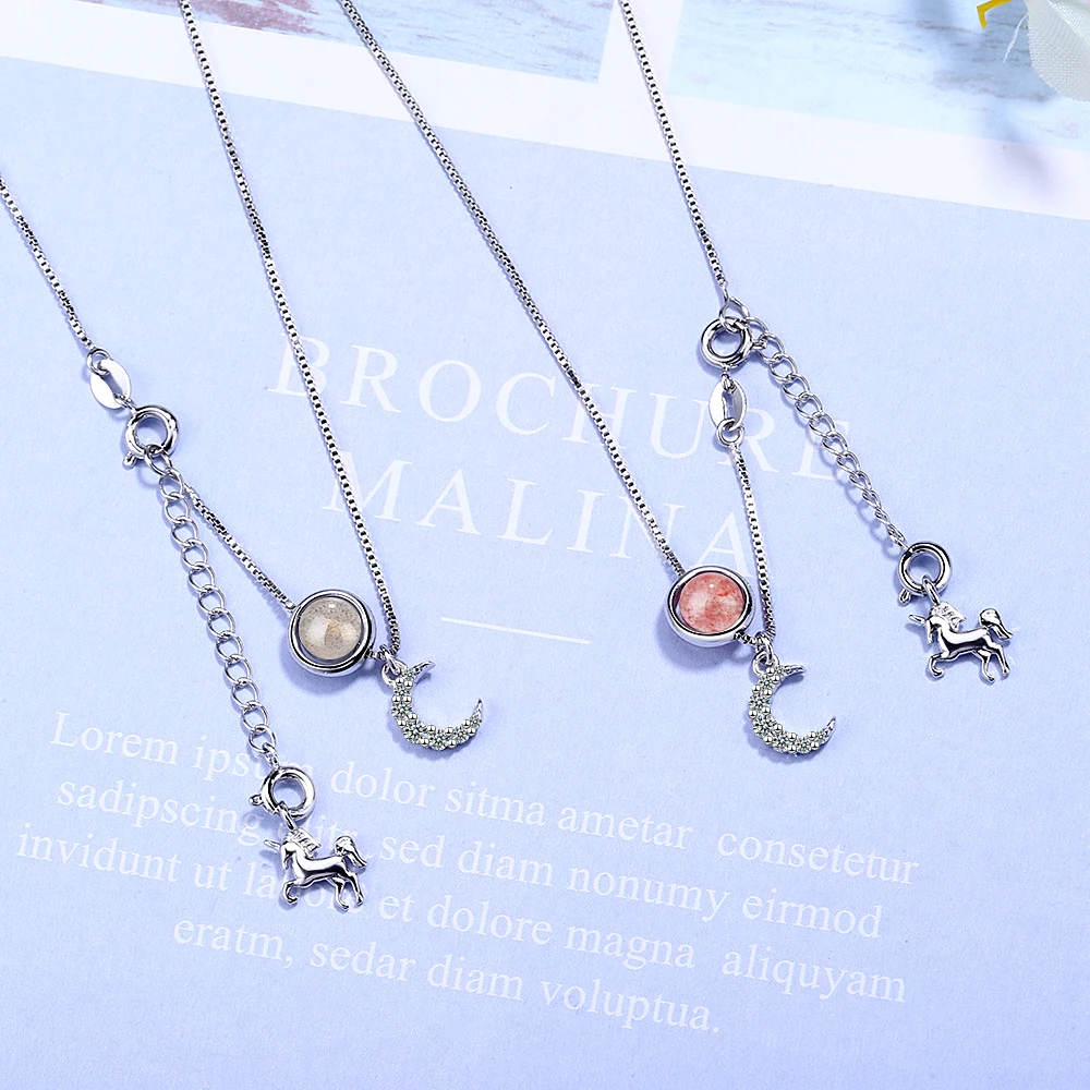 

Hot Selling Fashion Style Pink Round Ball Stone Silver Moon Crystal Strong Chain Bracelet Drop Shipping Birthday Party Gift
