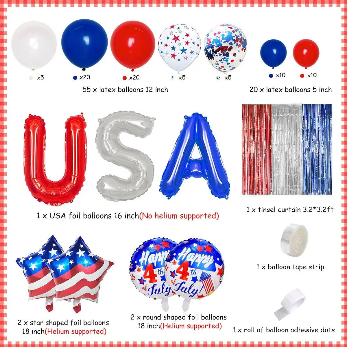 Цена Патриотические украшения для дня рождения, 4 июля США, воздушный шар, цвет красный, белый, синий, для Америки, строительные принадлежности