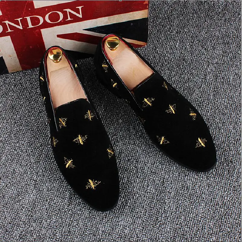 Shoes Men Velvet Loafers Embroidered Luxurious Dress Casual Handmade Breathable | Обувь