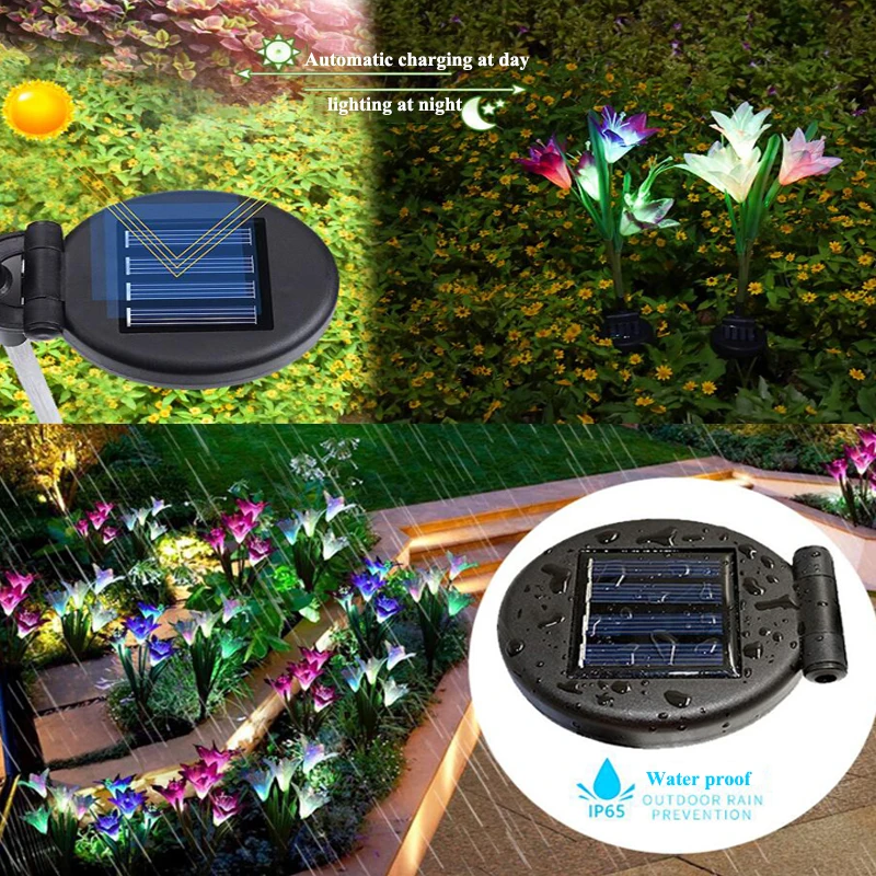 Светильник на солнечной батарее 4 светодиода лампа с цветами ярдов 3 шт. |