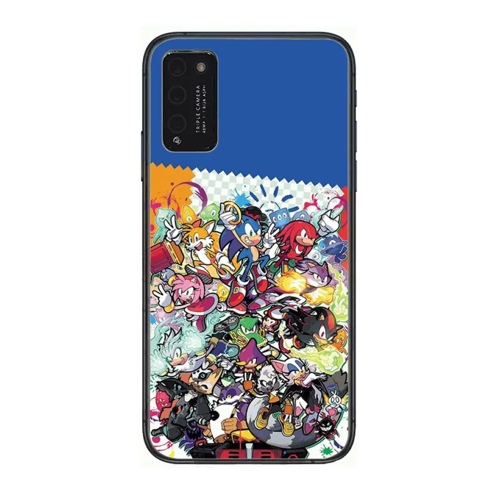 

Bumper 3D Anime Blue Sonic Clear Phone Case For Huawei Honor 10 20 30 9 X Pro Lite V 5G RU Black Etui Coque Hoesjes Comic Fashi