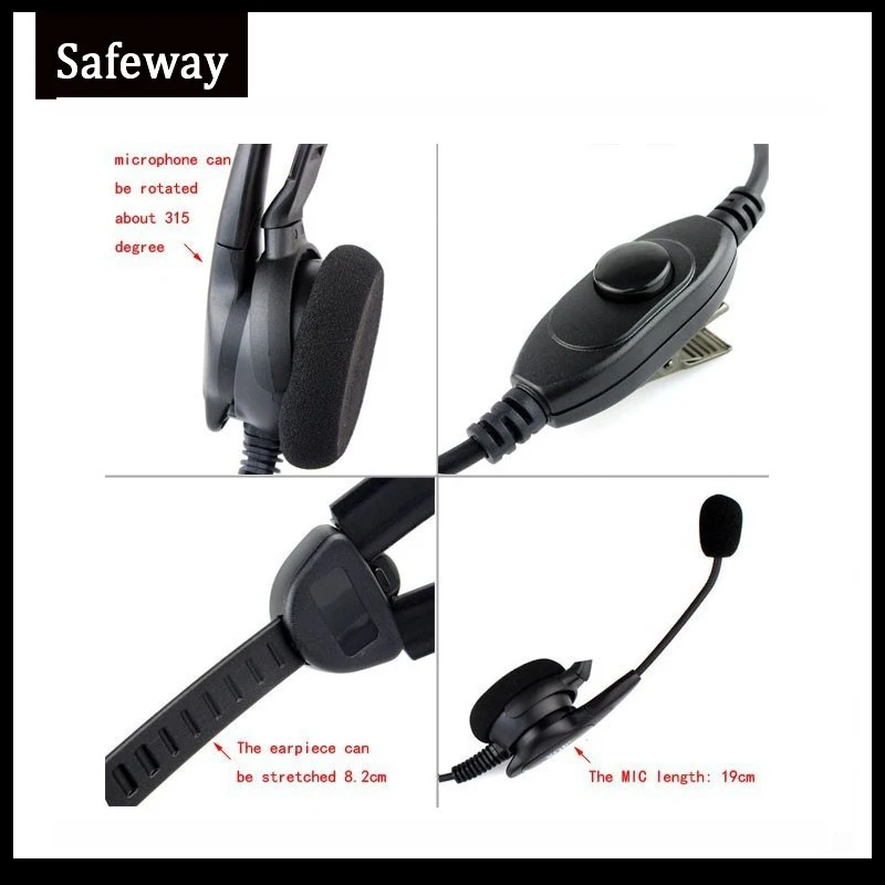 

High Quality One Pin Two Way Radio Light Weight Headset With In Line PPT MIC For Motorola T5920 T5950 T6200 T6210 T6220 T6250