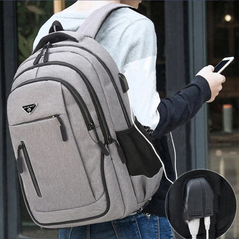 

New Large Capacity Backpack Men Laptop Backpacks 15.6 Oxford Black Solid High School Bags Teen College Boy Gril Student Backpack