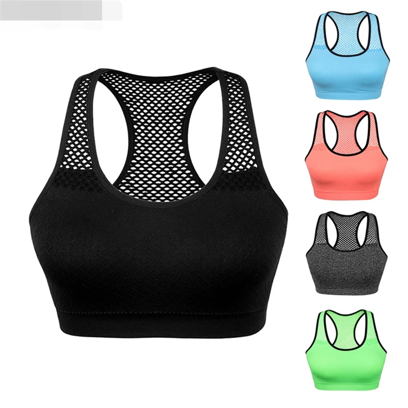 

Breathable Athletic Running Sports Bra Yoga Brassiere Workout Gym Fitness Women Seamless High Impact Padded Underwear Vest Tanks