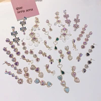 fashion heart luxury rhinestone dangle earrings for women girls long water drop shiny crystal drop earrings fashion jewelry