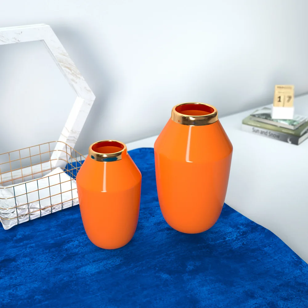 Цзиндэчжэнь простая современная керамическая ваза оранжево-Красного цвета из