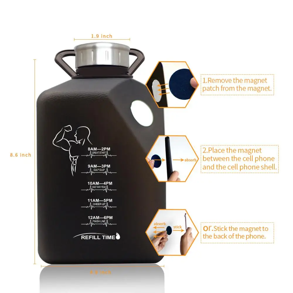 2020New Product 2.7L Спортивная бутылка для воды модный чайник с держателем телефона BPA