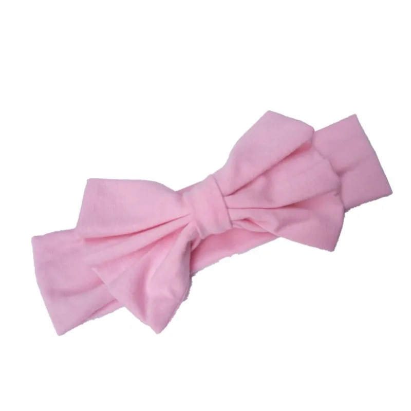 pink Детская повязка на голову с бантом; Вязаная хлопковая детская эластичная повязка на голову для девочек; тюрбан для девочек; Летние повязки на голову; Бандо; bebe - Цвет: pink