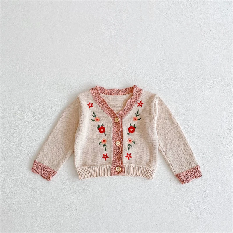 

Spring Autumn Kids Girls knit Cardigan Coat Fashion Baby Girls Long Sleeve Knit floralCardigan Coat Baby Girls Princess Sweater